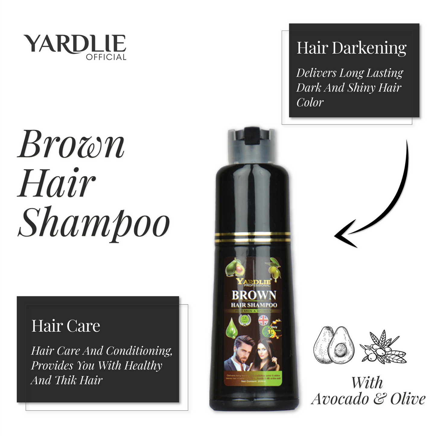 Yardlie Hair Color Shampoo UK Based Formula 200ml.