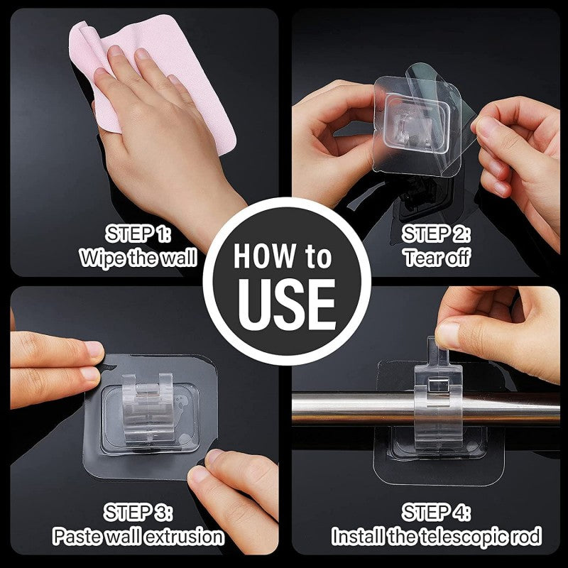 Self Adhesive Curtain Rod Holder Hooks